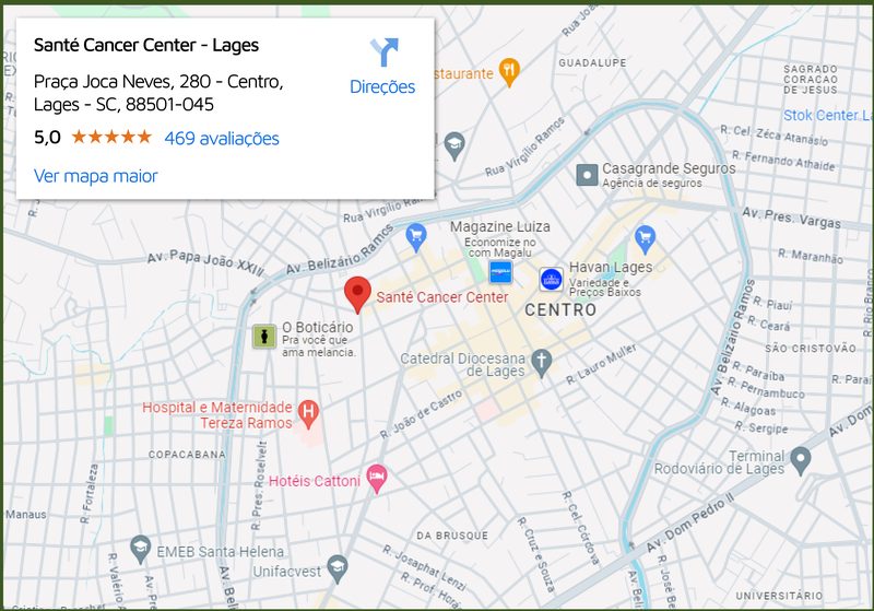 Mapa da unidade Santé Lages: Praça Joca Neves, 280, Centro, Lages (SC)